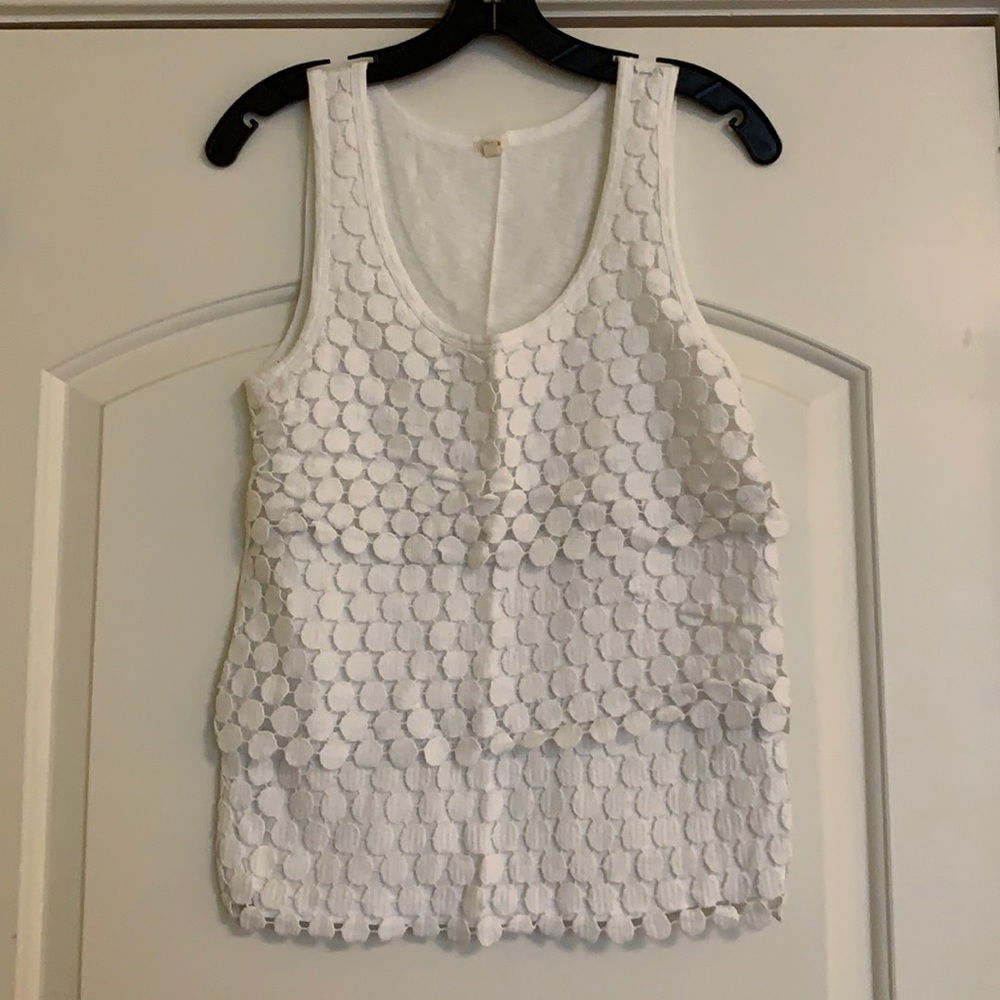 JCrew White Circle design tiered Tank Top